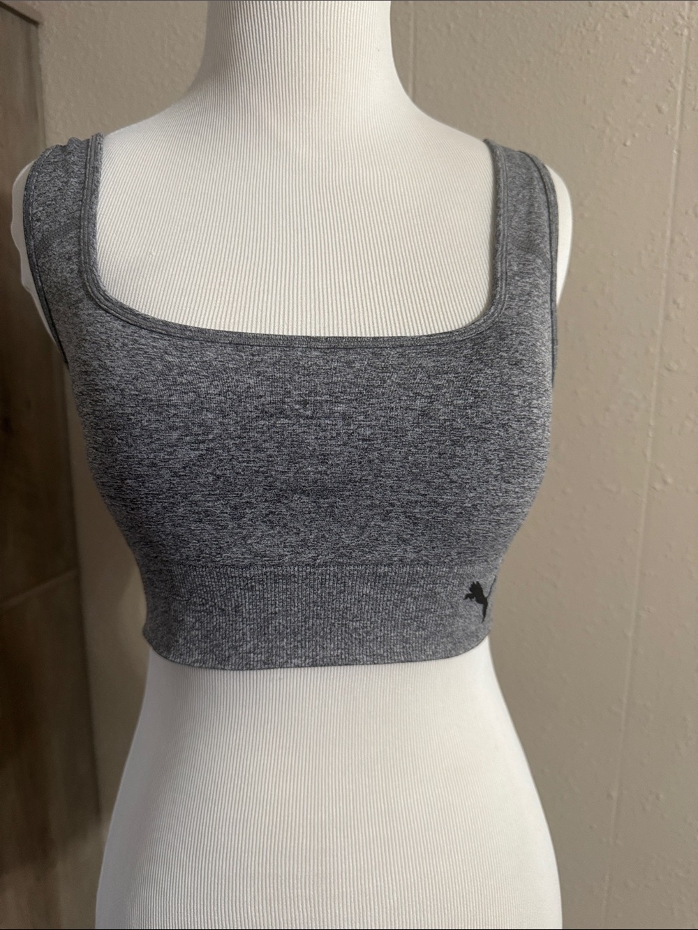 Puma Charcoal Grey Seamless Crop Sports Bra